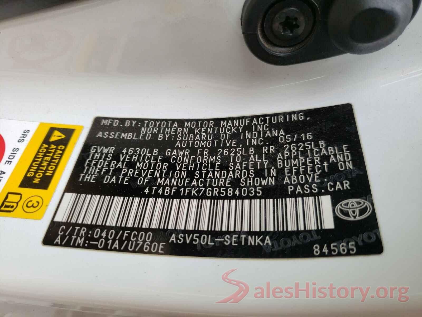 4T4BF1FK7GR584035 2016 TOYOTA CAMRY