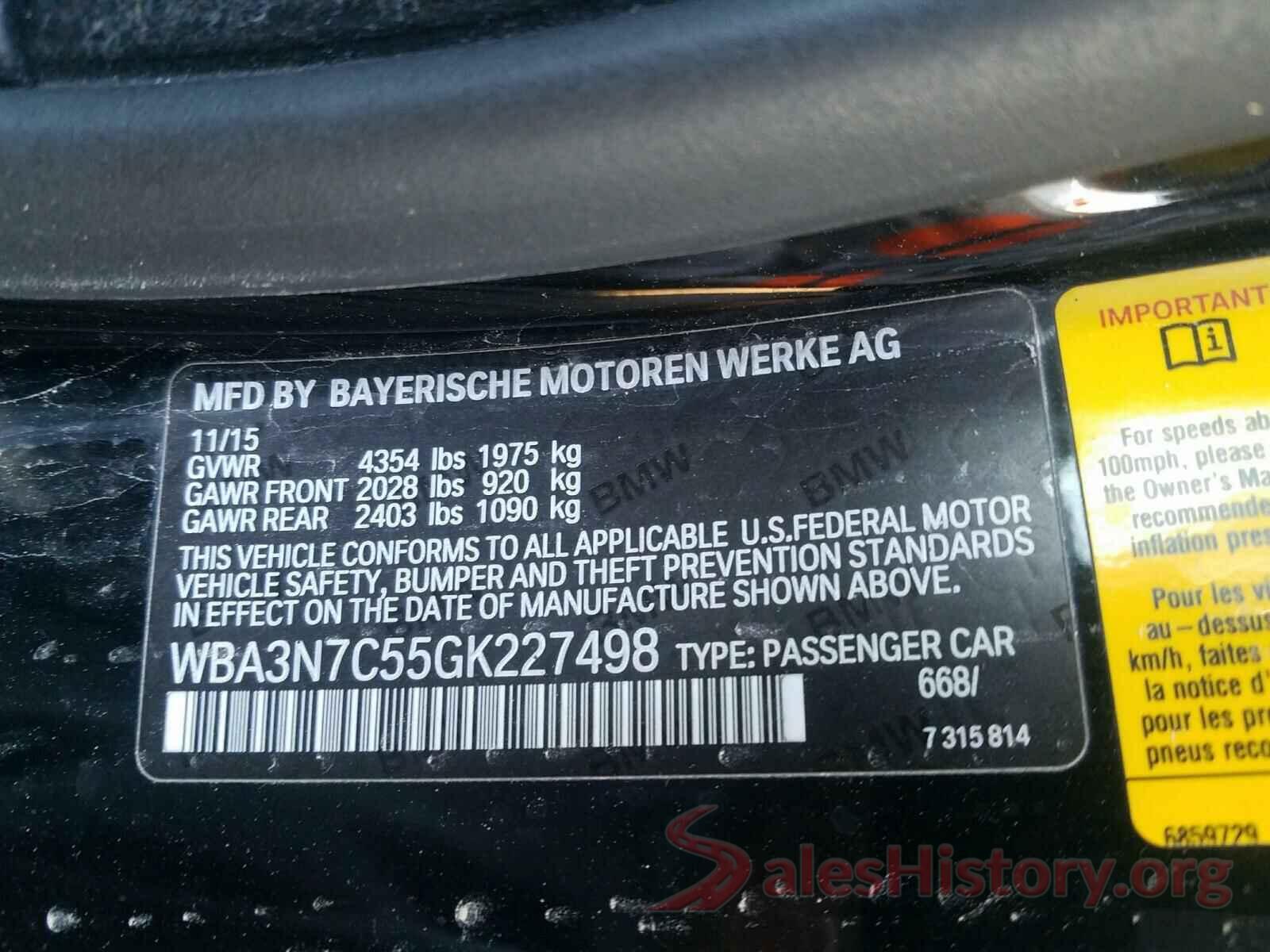 WBA3N7C55GK227498 2016 BMW 4 SERIES