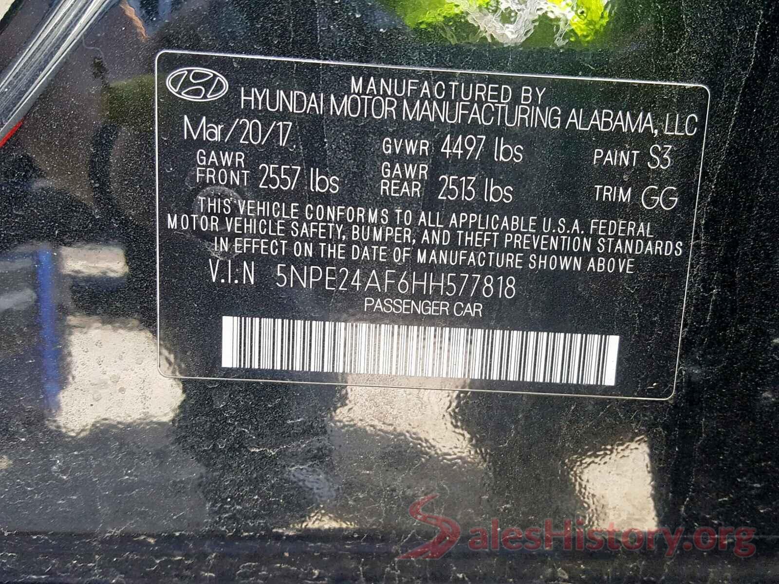 5NPE24AF6HH577818 2017 HYUNDAI SONATA