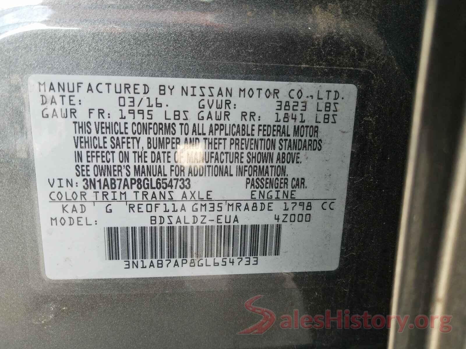 3N1AB7AP8GL654733 2016 NISSAN SENTRA