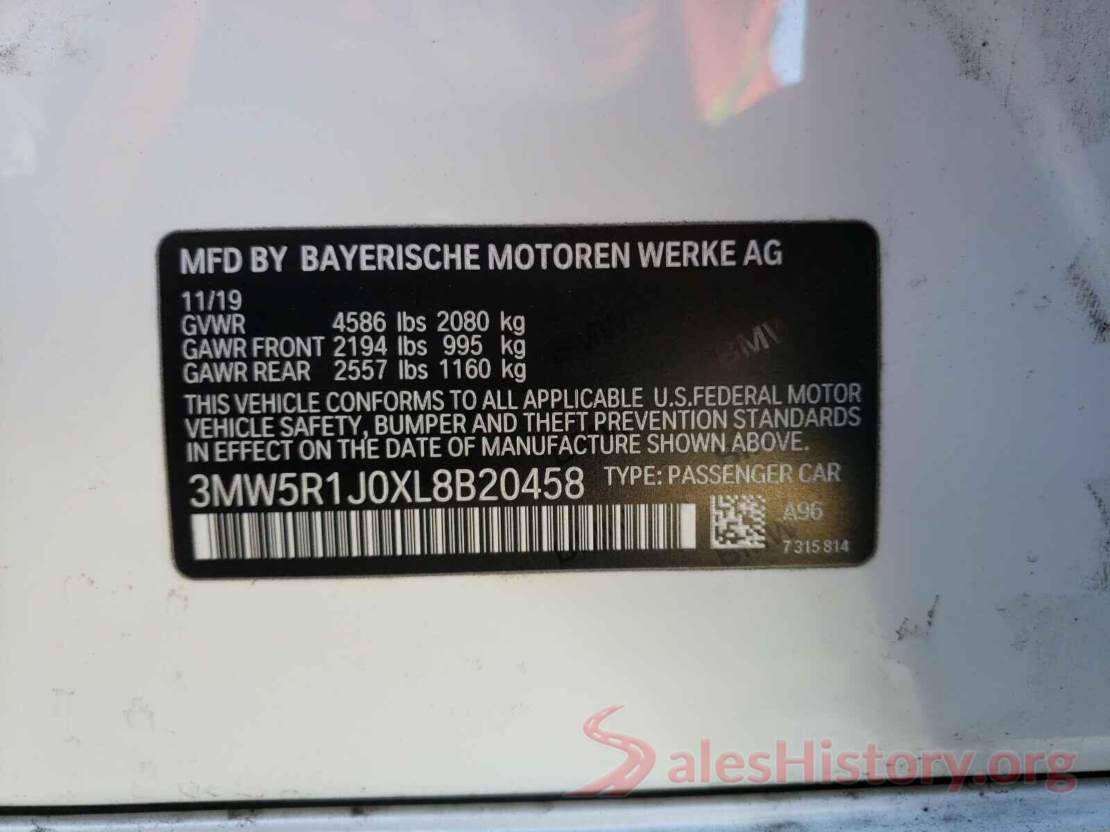 3MW5R1J0XL8B20458 2020 BMW 3 SERIES