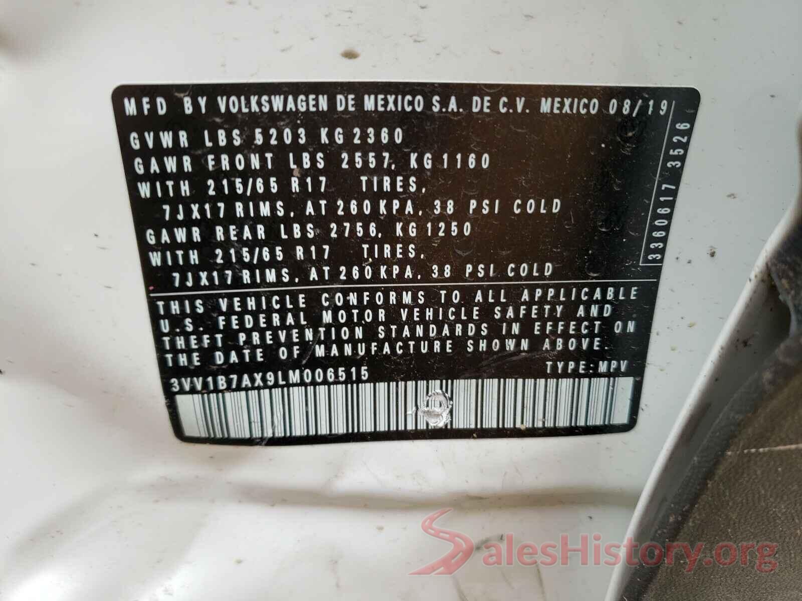 3VV1B7AX9LM006515 2020 VOLKSWAGEN TIGUAN