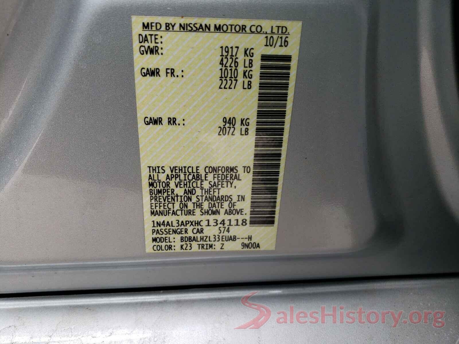 1N4AL3APXHC134118 2017 NISSAN ALTIMA