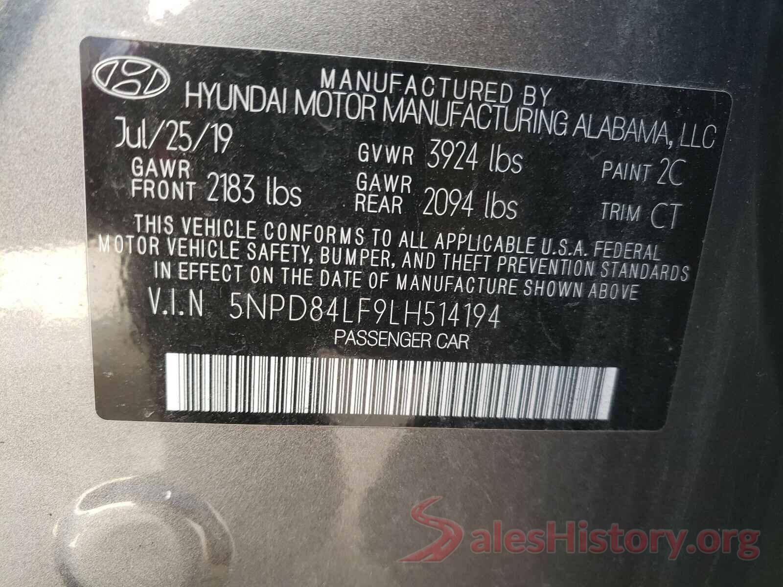 5NPD84LF9LH514194 2020 HYUNDAI ELANTRA