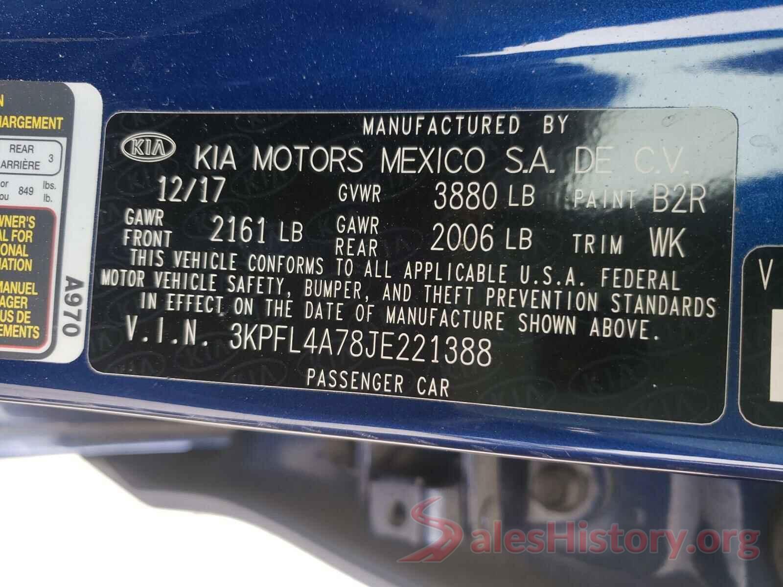 3KPFL4A78JE221388 2018 KIA FORTE