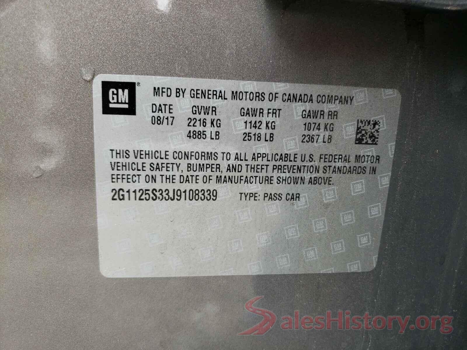 2G1125S33J9108339 2018 CHEVROLET IMPALA