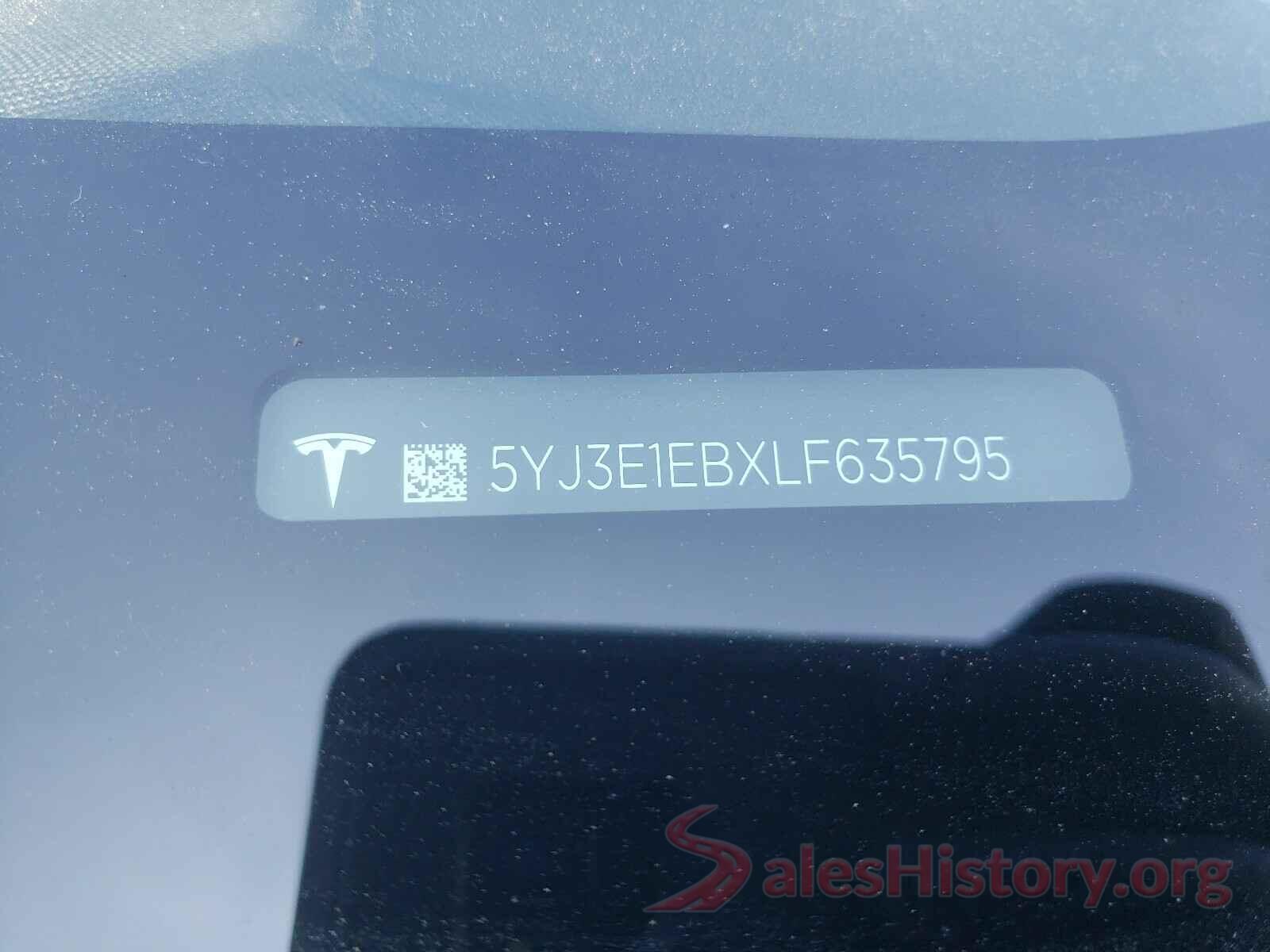 5YJ3E1EBXLF635795 2020 TESLA MODEL 3