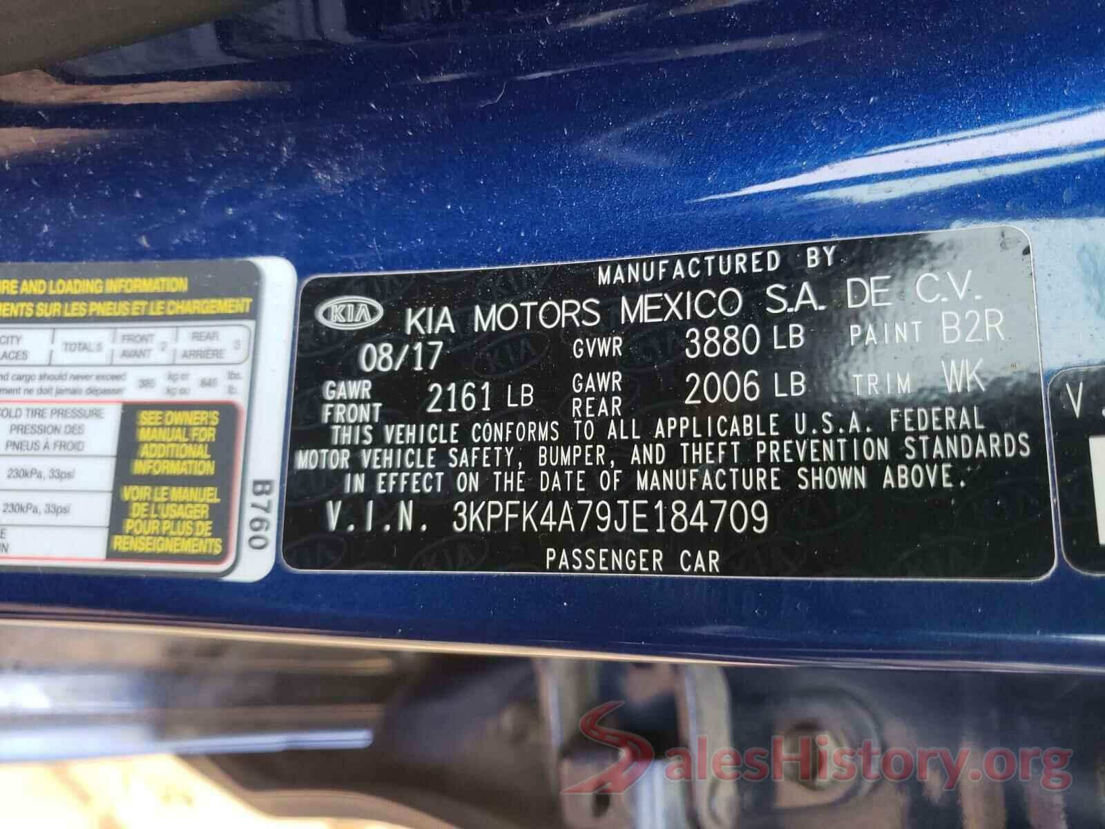 3KPFK4A79JE184709 2018 KIA FORTE