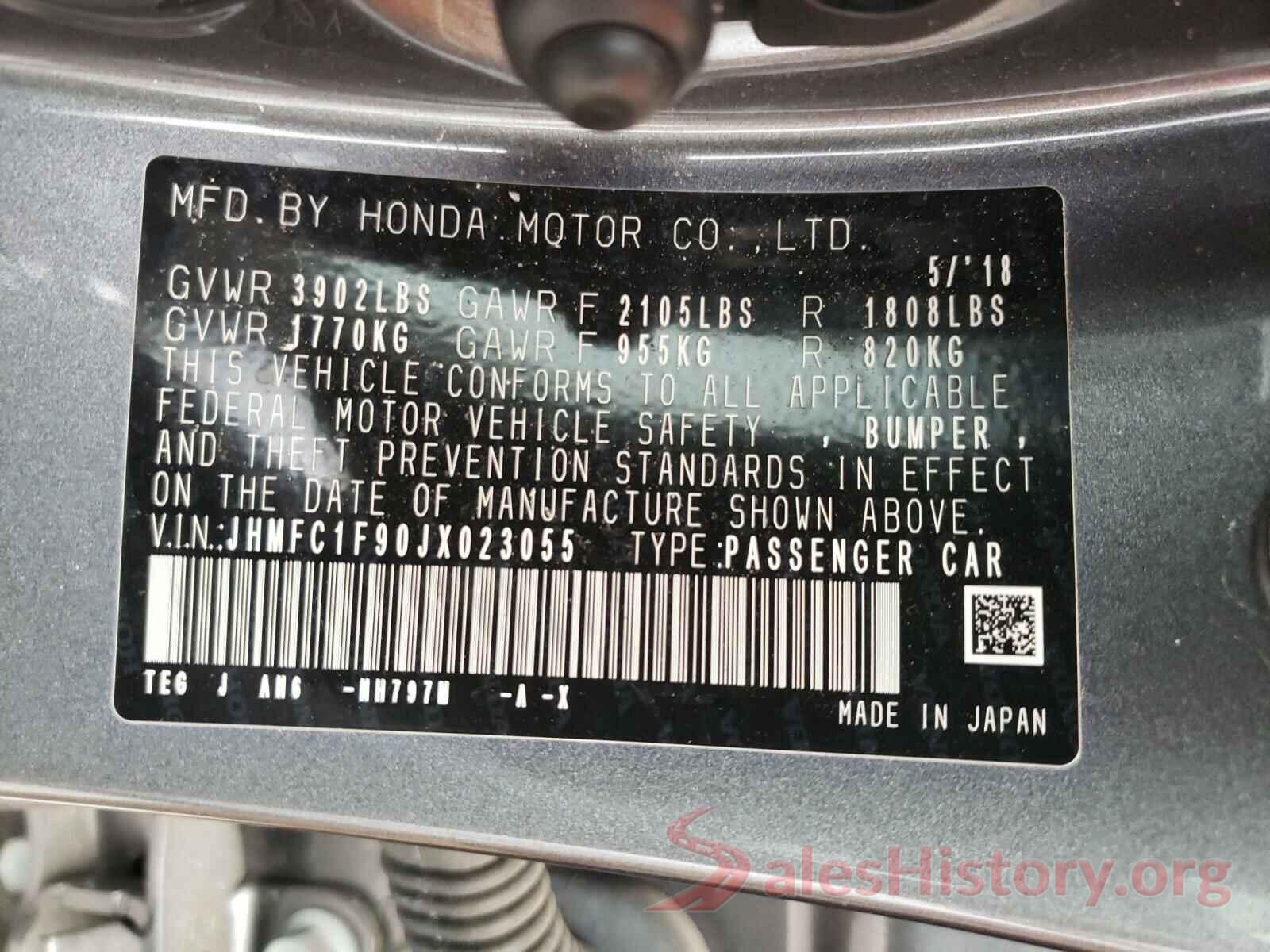 JHMFC1F90JX023055 2018 HONDA CIVIC