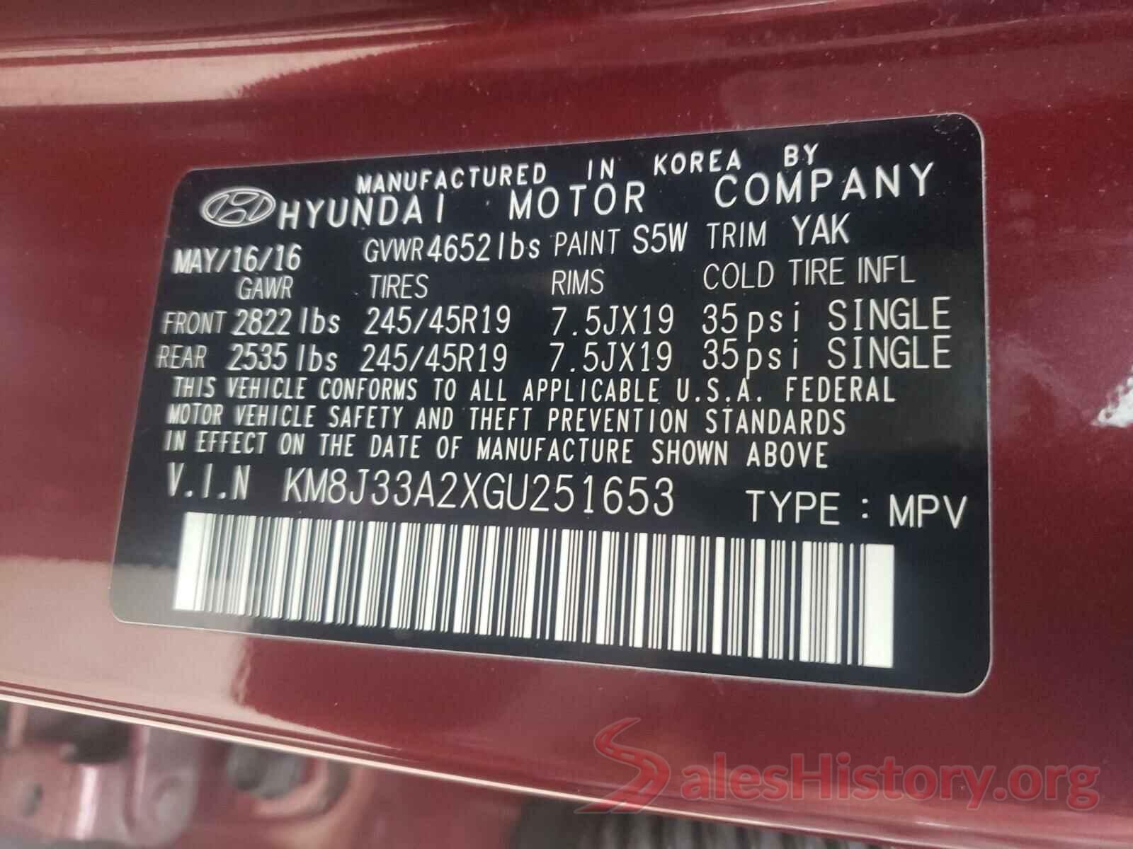 KM8J33A2XGU251653 2016 HYUNDAI TUCSON