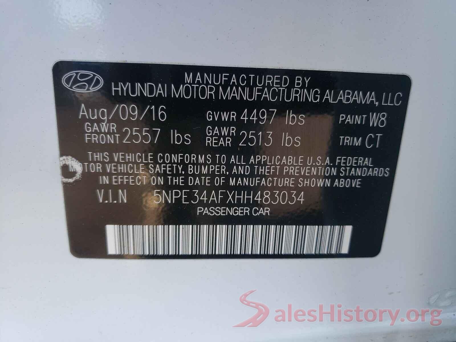 5NPE34AFXHH483034 2017 HYUNDAI SONATA