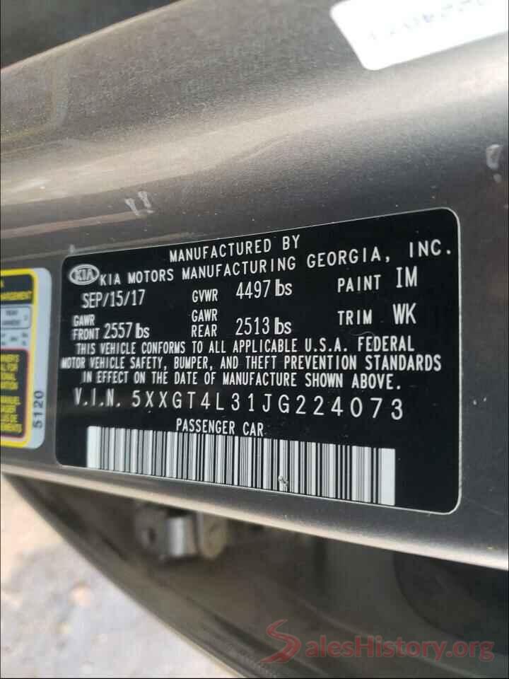 5XXGT4L31JG224073 2018 KIA OPTIMA