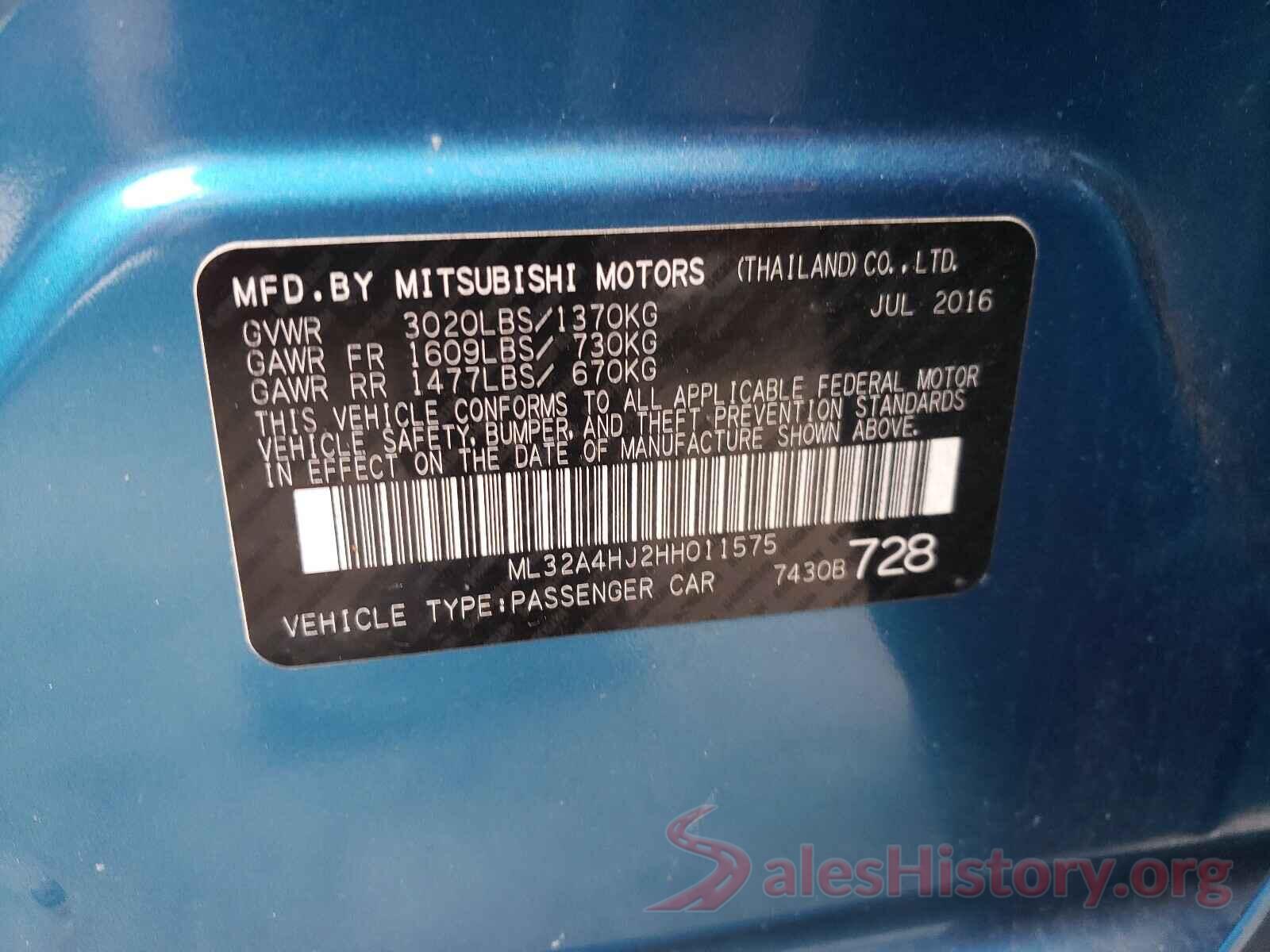 ML32A4HJ2HH011575 2017 MITSUBISHI MIRAGE