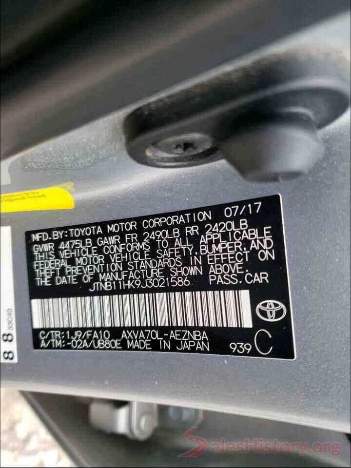 JTNB11HK9J3021586 2018 TOYOTA CAMRY