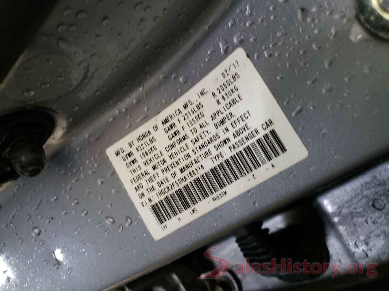 1HGCR2F50HA168374 2017 HONDA ACCORD