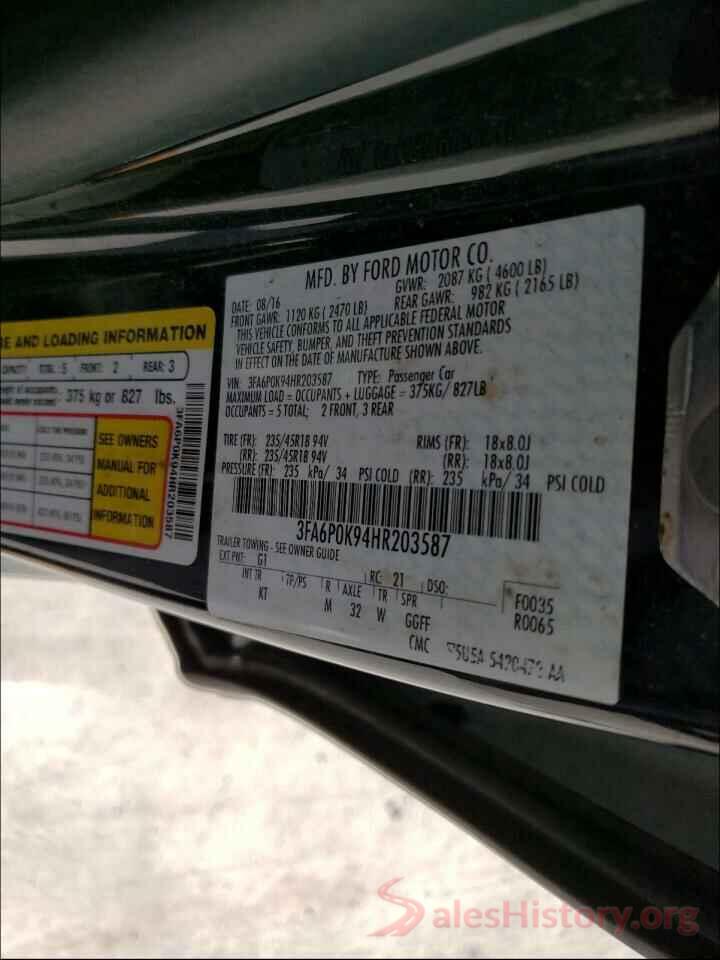 3FA6P0K94HR203587 2017 FORD FUSION