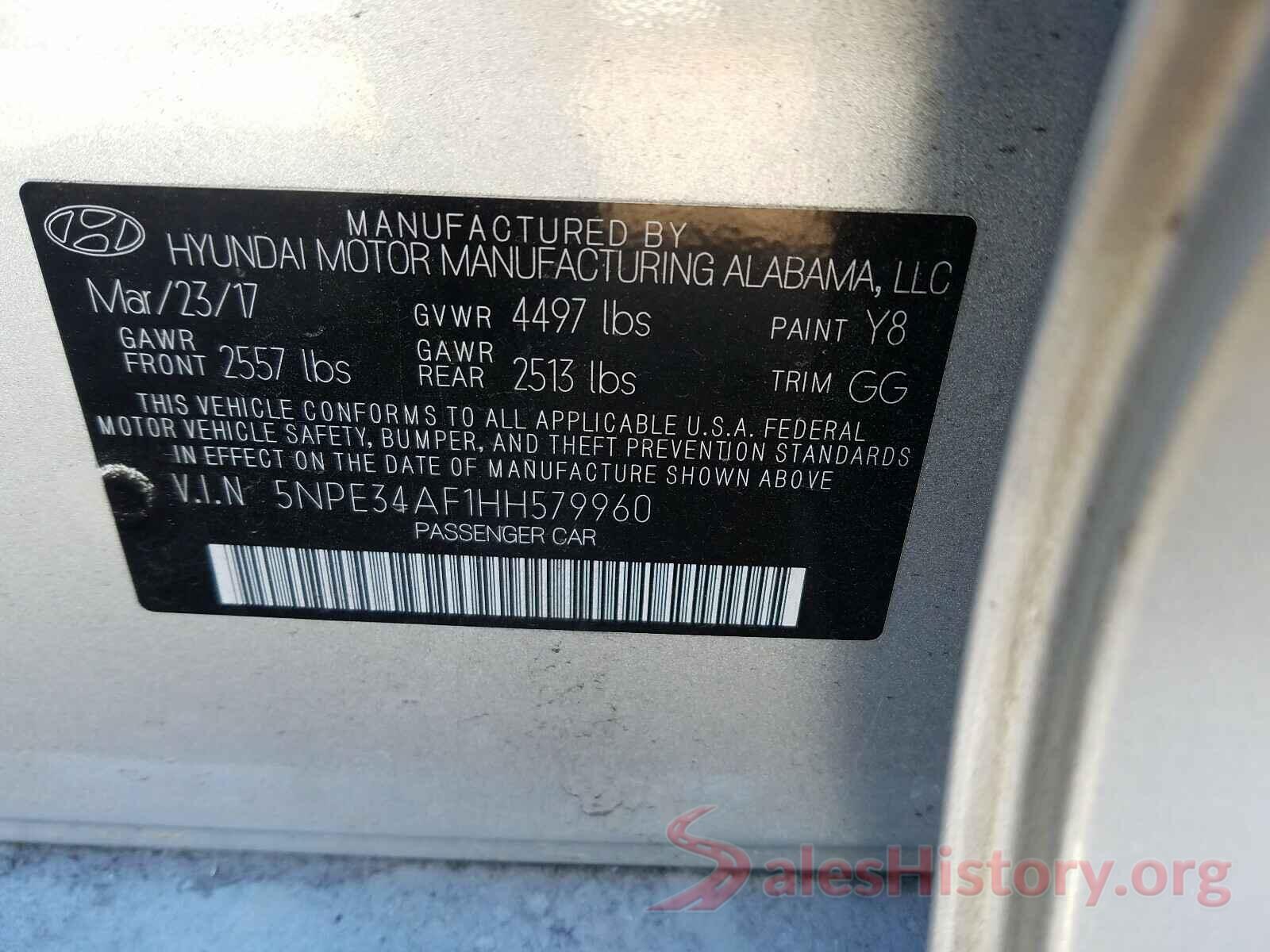 5NPE34AF1HH579960 2017 HYUNDAI SONATA