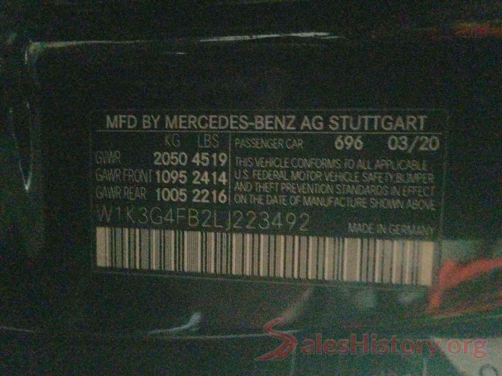 W1K3G4FB2LJ223492 2020 MERCEDES-BENZ ALL OTHER