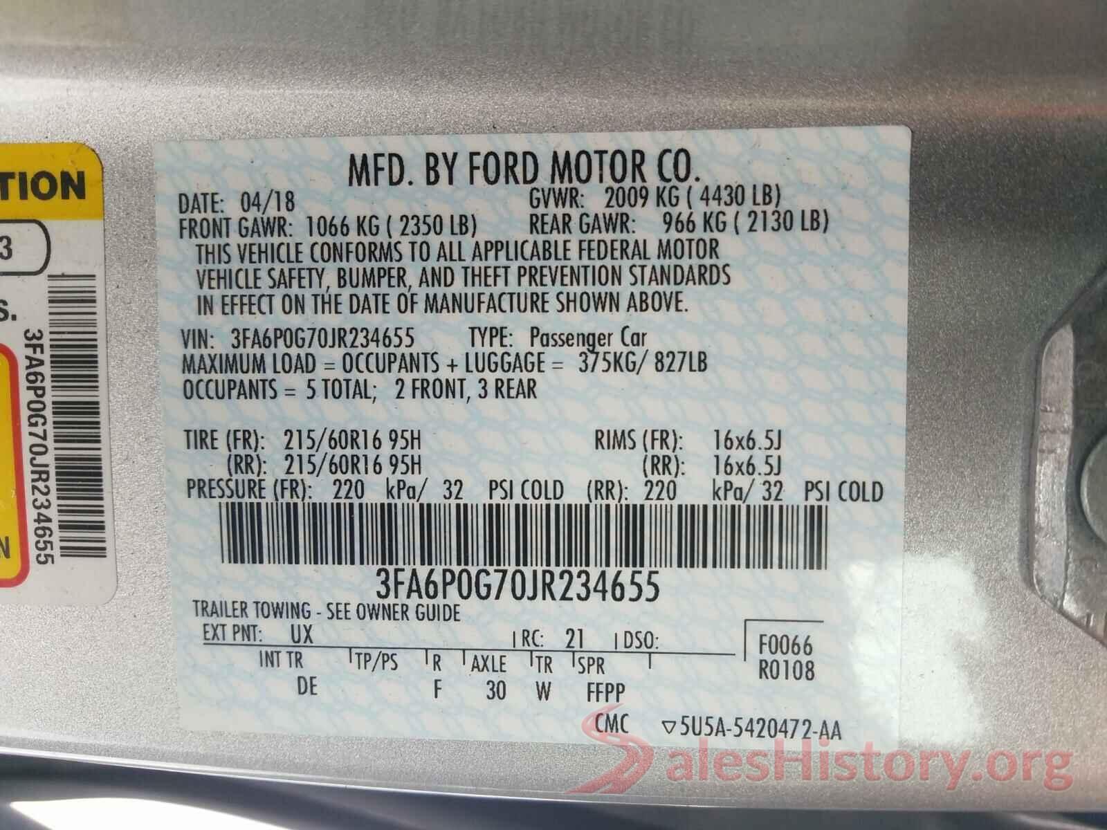 3FA6P0G70JR234655 2018 FORD FUSION