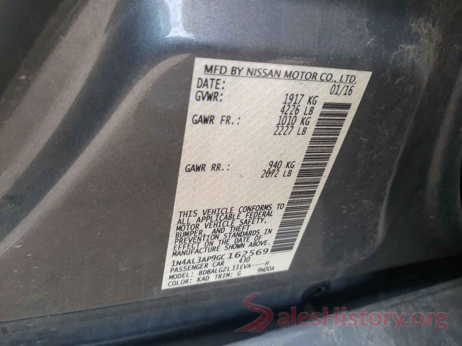 1N4AL3AP9GC162569 2016 NISSAN ALTIMA