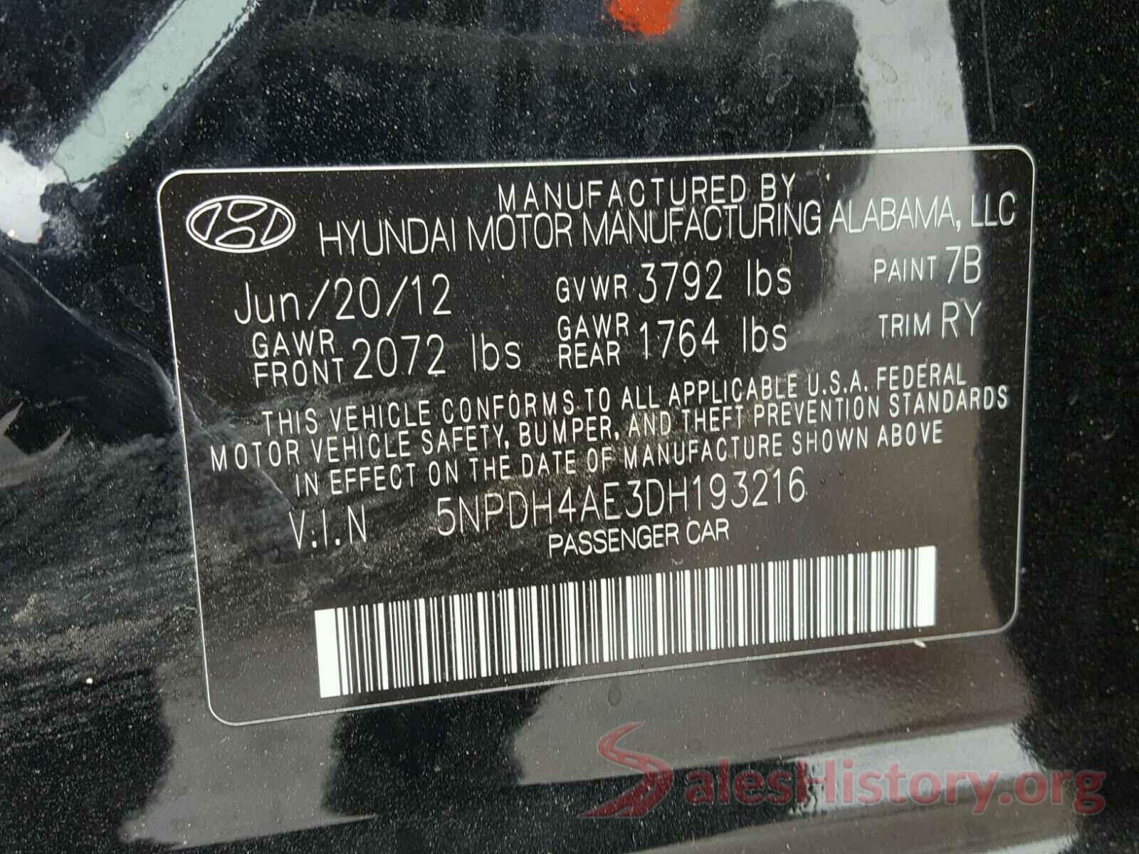 5NPDH4AE3DH193216 2013 HYUNDAI ELANTRA