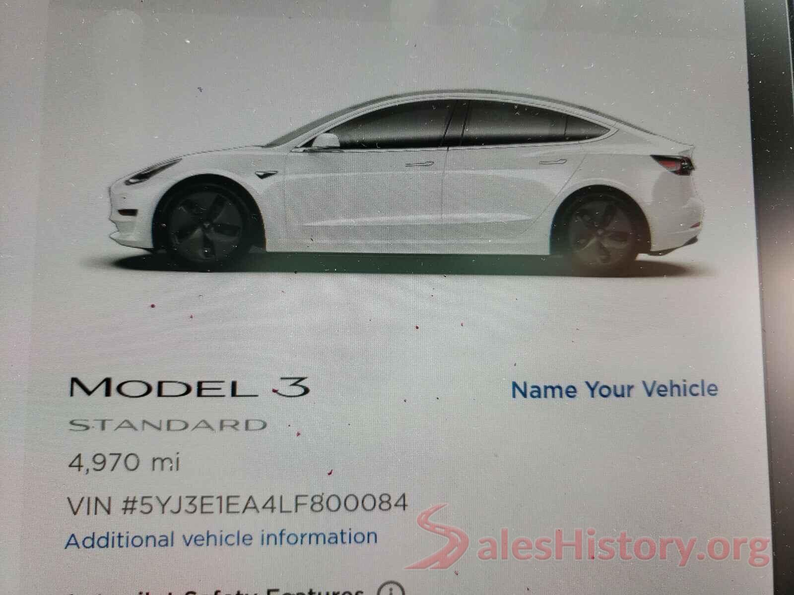 5YJ3E1EA4LF800084 2020 TESLA MODEL 3