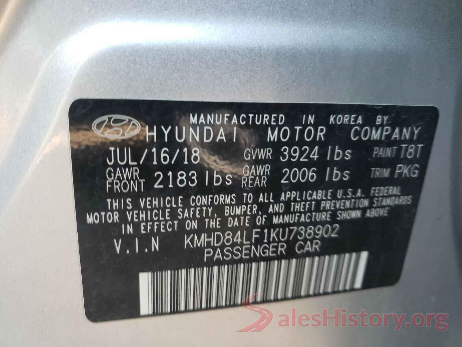 KMHD84LF1KU738902 2019 HYUNDAI ELANTRA