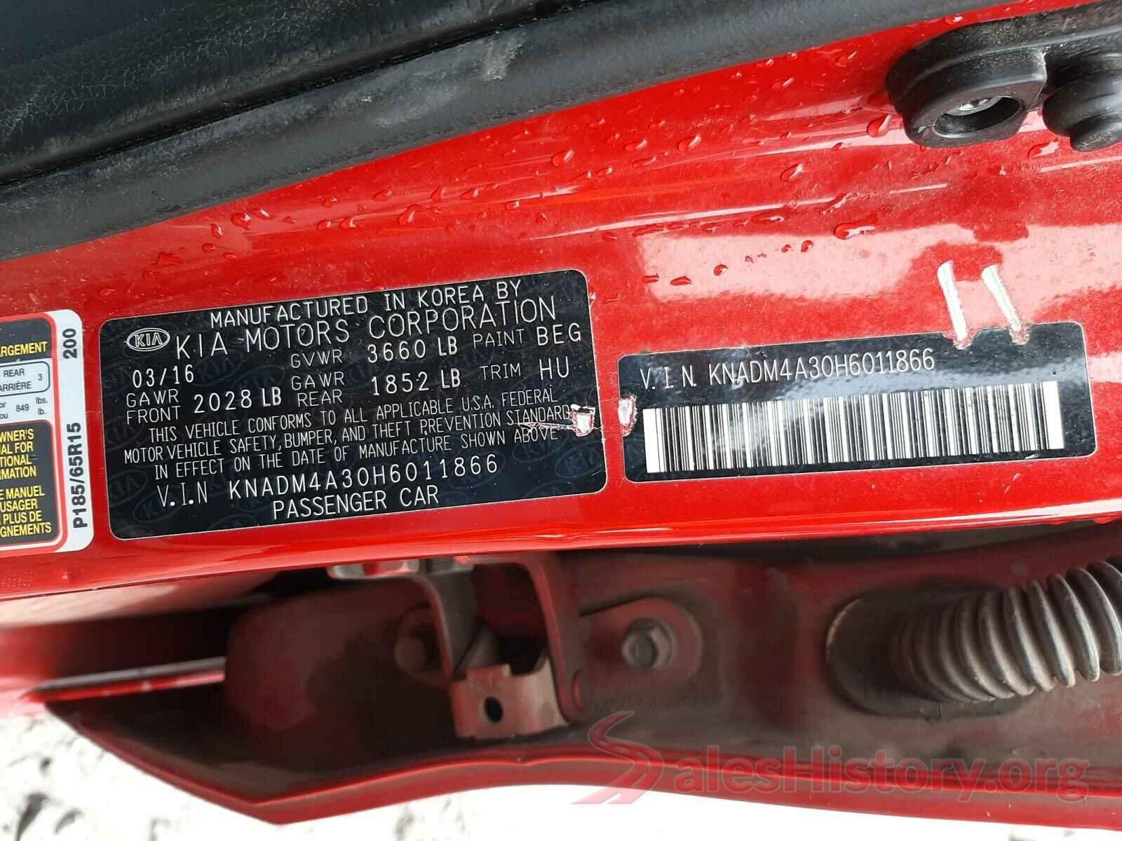 KNADM4A30H6011866 2017 KIA RIO