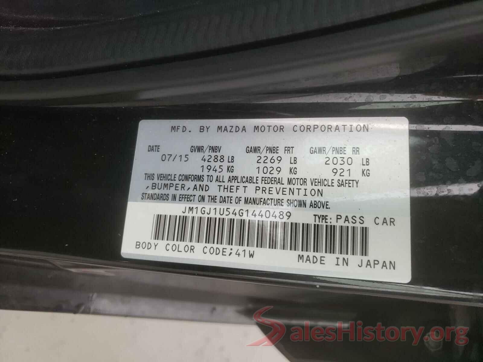 JM1GJ1U54G1440489 2016 MAZDA 6