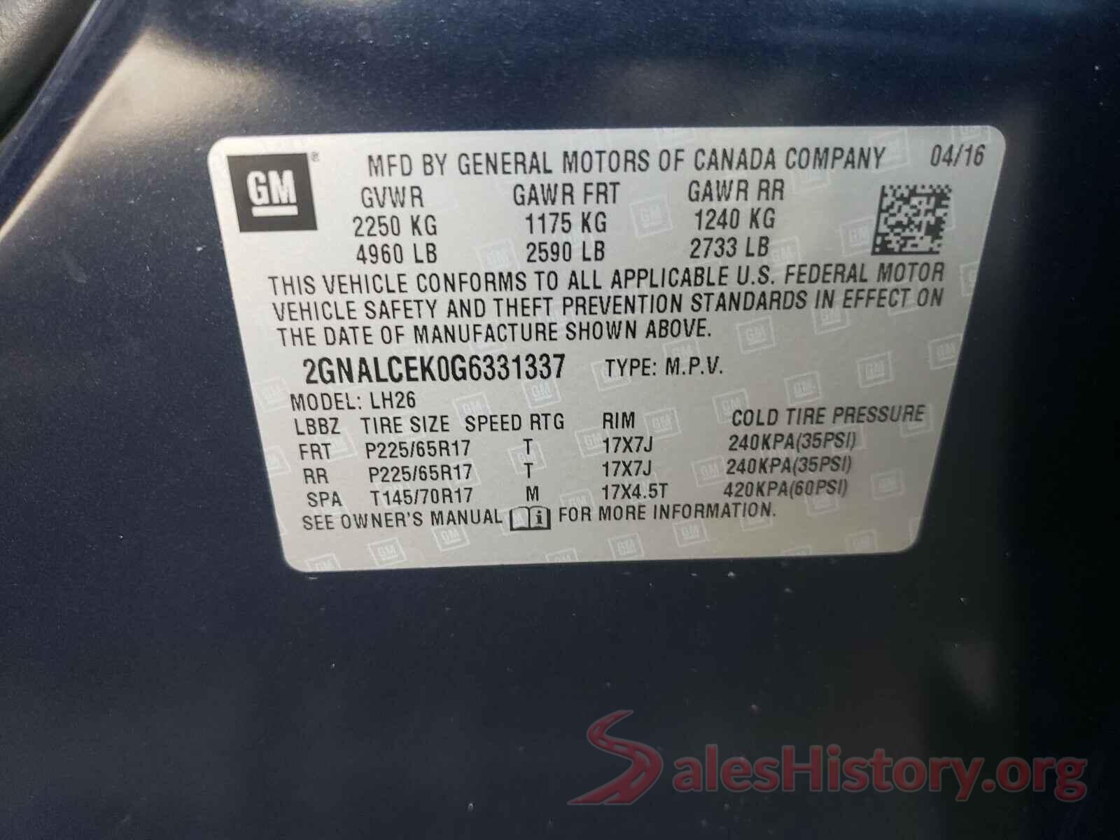 2GNALCEK0G6331337 2016 CHEVROLET EQUINOX