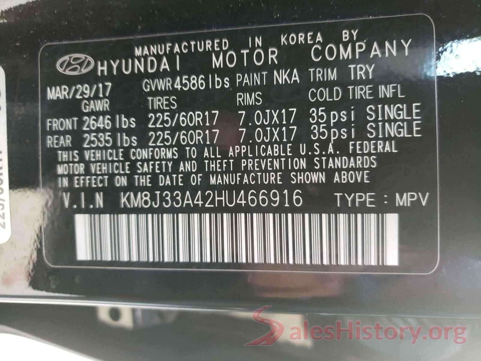 KM8J33A42HU466916 2017 HYUNDAI TUCSON