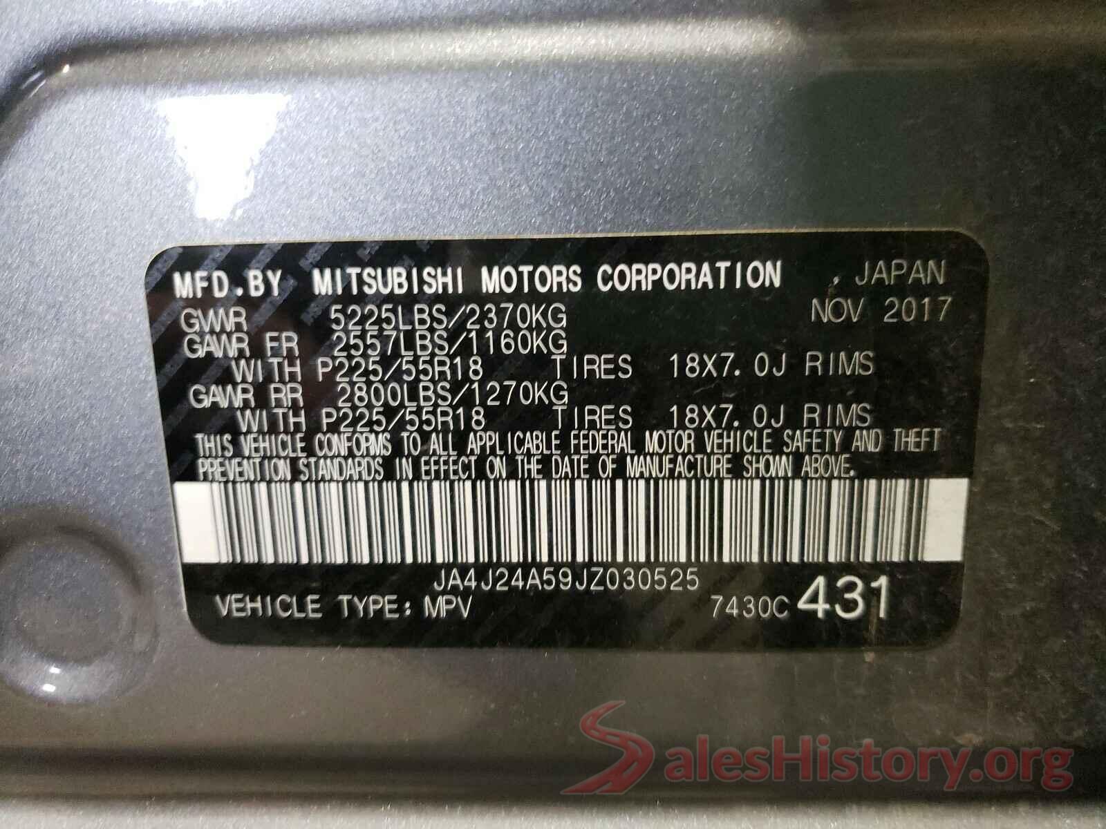 JA4J24A59JZ030525 2018 MITSUBISHI OUTLANDER