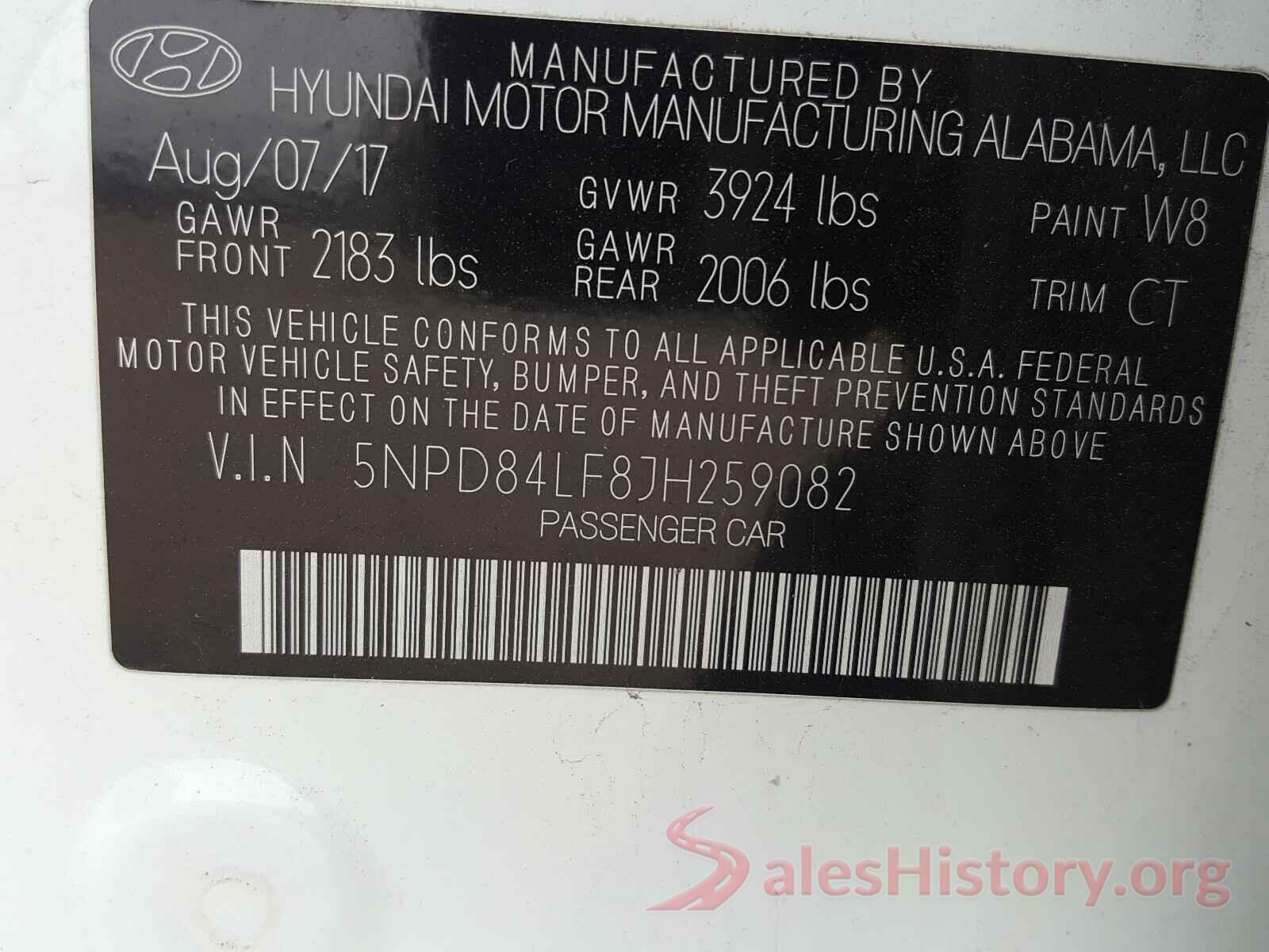 5NPD84LF8JH259082 2018 HYUNDAI ELANTRA