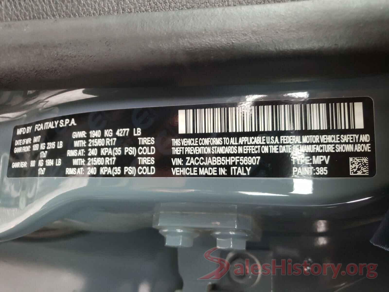 ZACCJABB5HPF56907 2017 JEEP RENEGADE