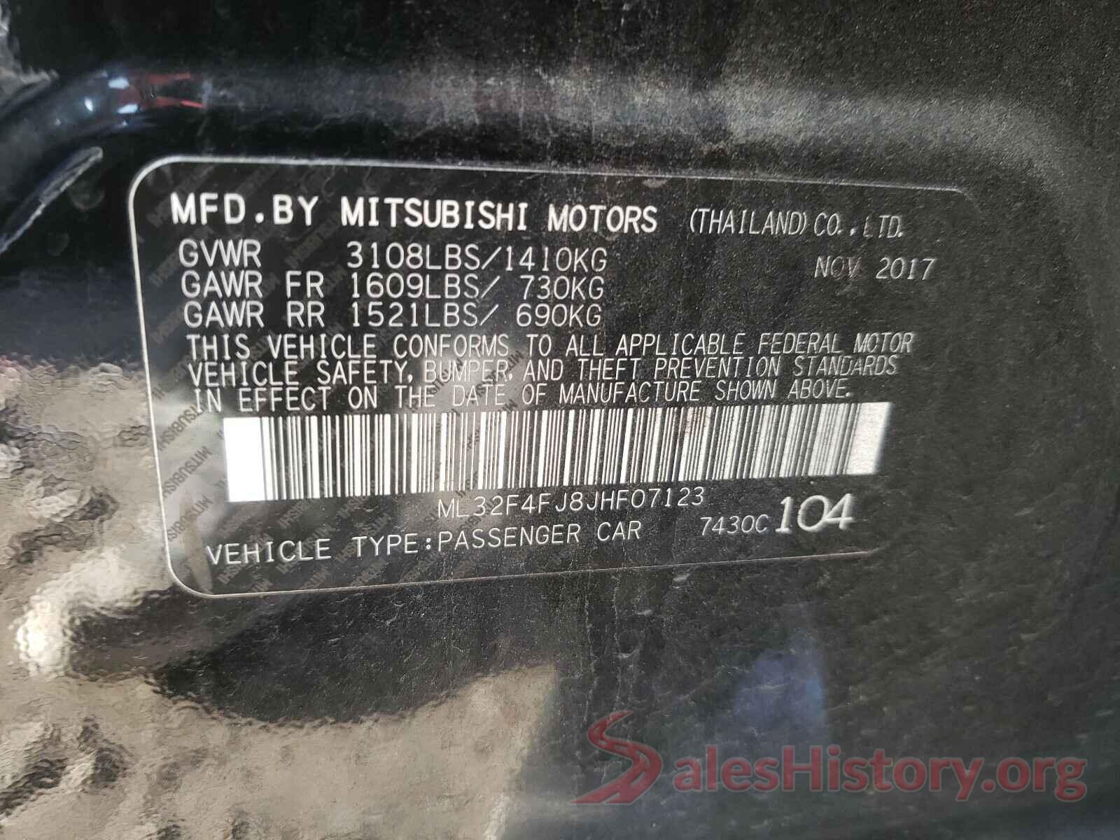 ML32F4FJ8JHF07123 2018 MITSUBISHI MIRAGE