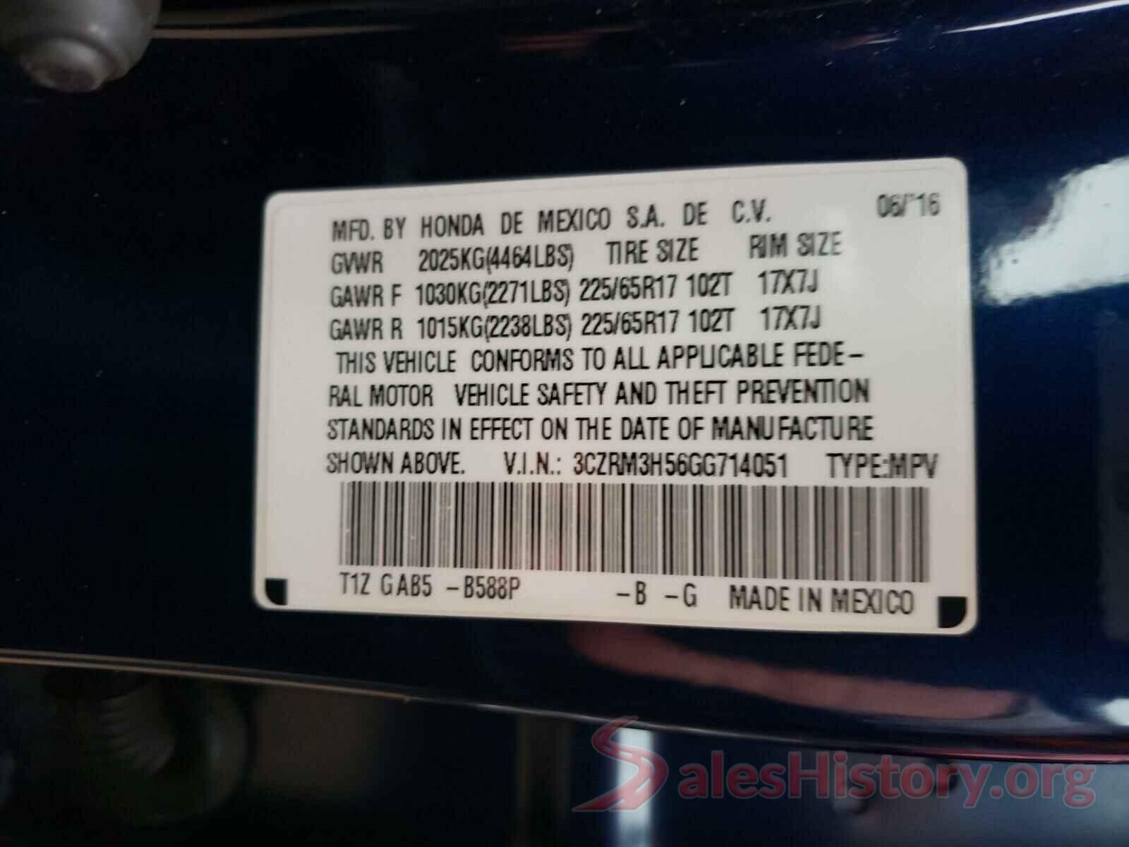 3CZRM3H56GG714051 2016 HONDA CRV