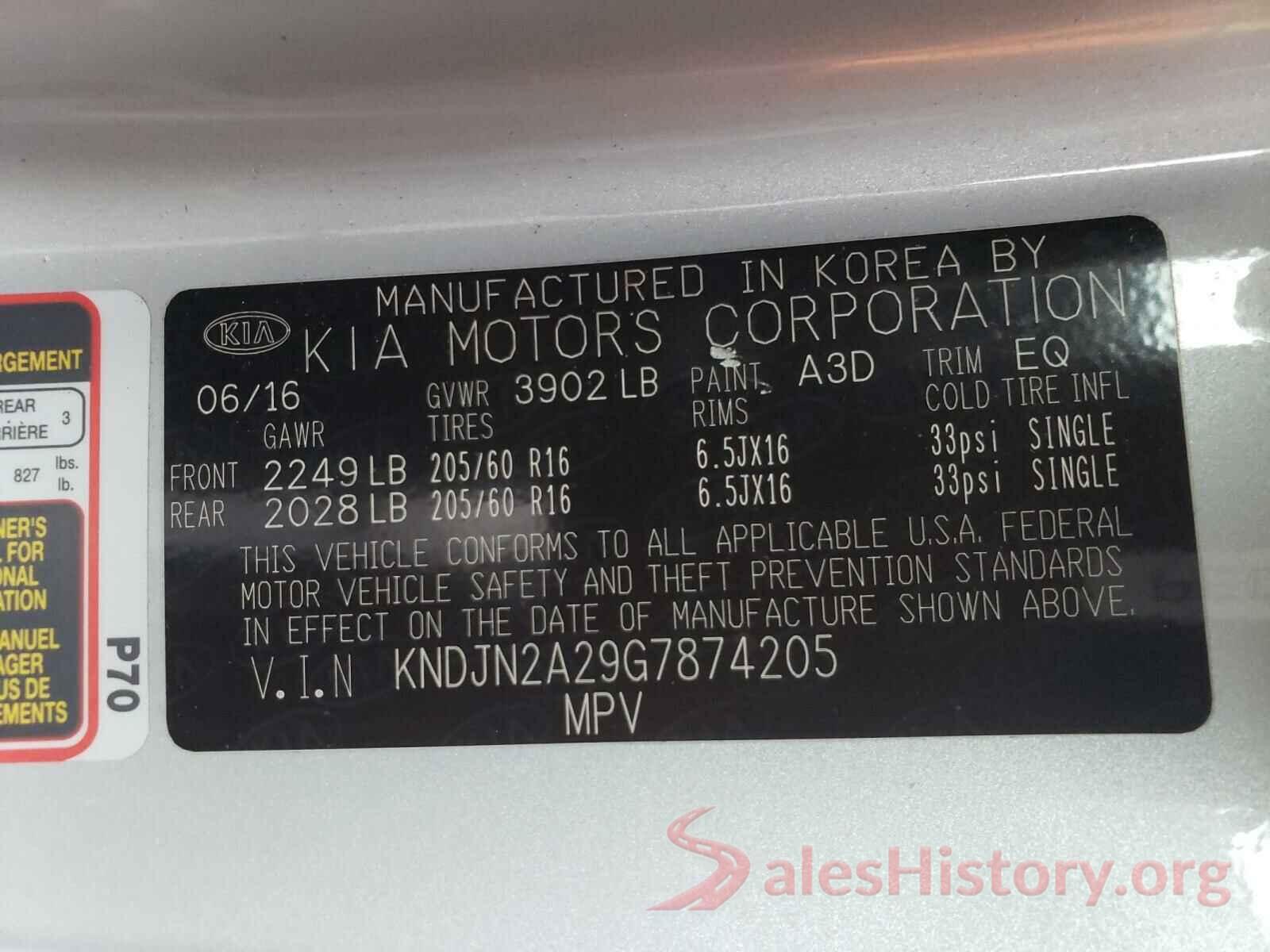 KNDJN2A29G7874205 2016 KIA SOUL