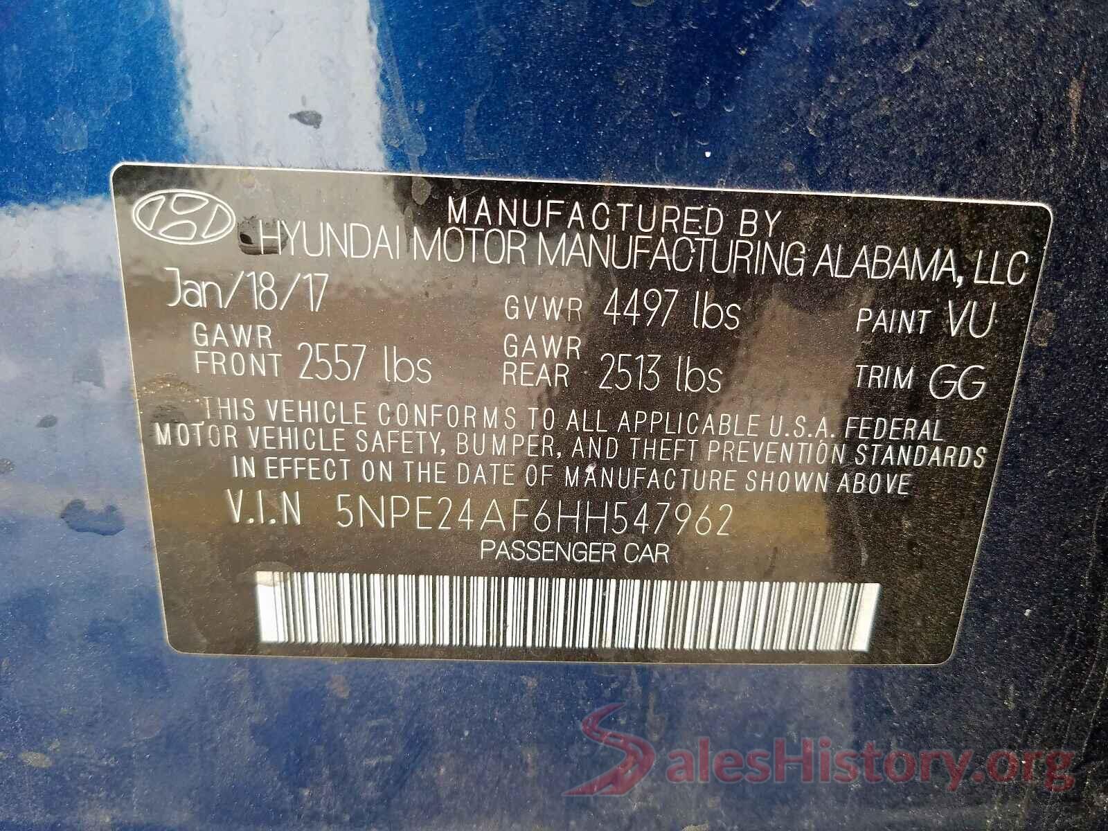 5NPE24AF6HH547962 2017 HYUNDAI SONATA