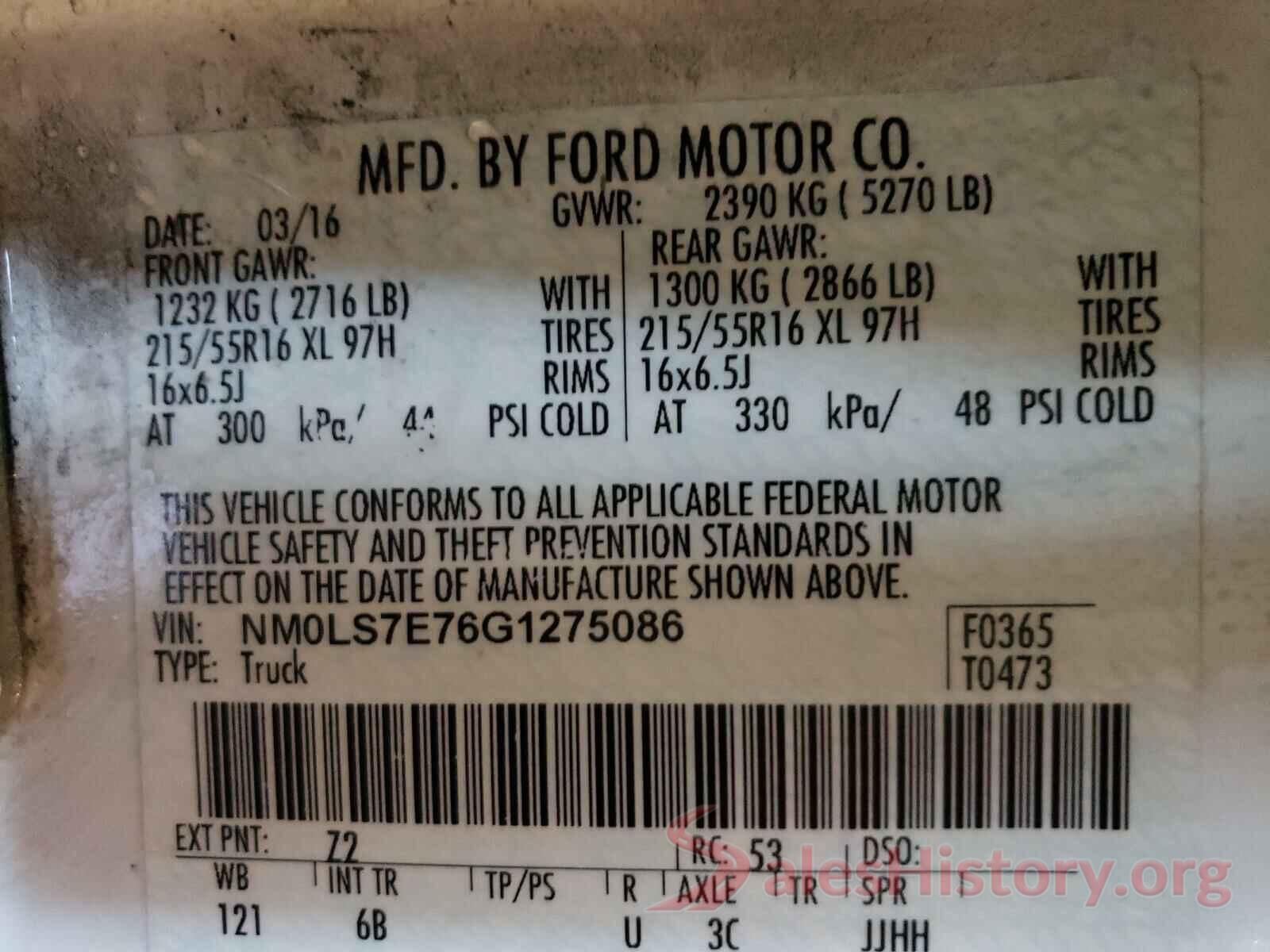 NM0LS7E76G1275086 2016 FORD TRANSIT CO