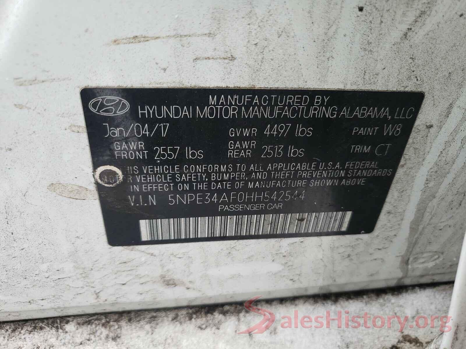 5NPE34AF0HH542544 2017 HYUNDAI SONATA