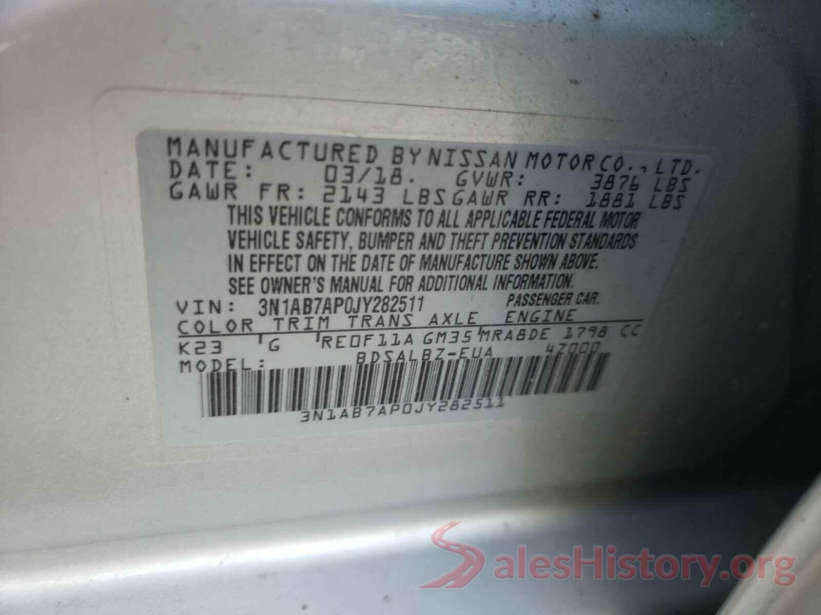 3N1AB7AP0JY282511 2018 NISSAN SENTRA