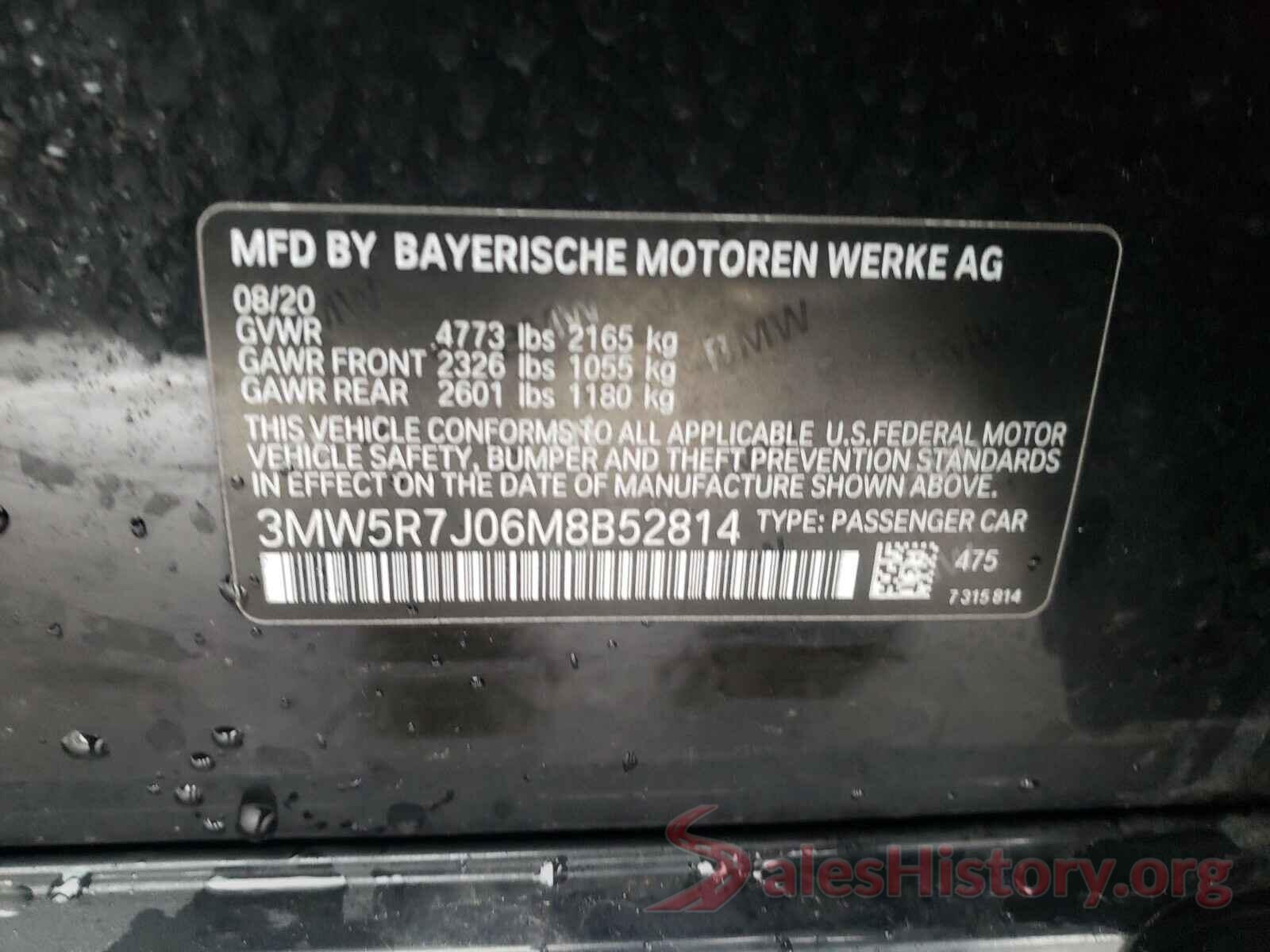 3MW5R7J06M8B52814 2021 BMW 3 SERIES