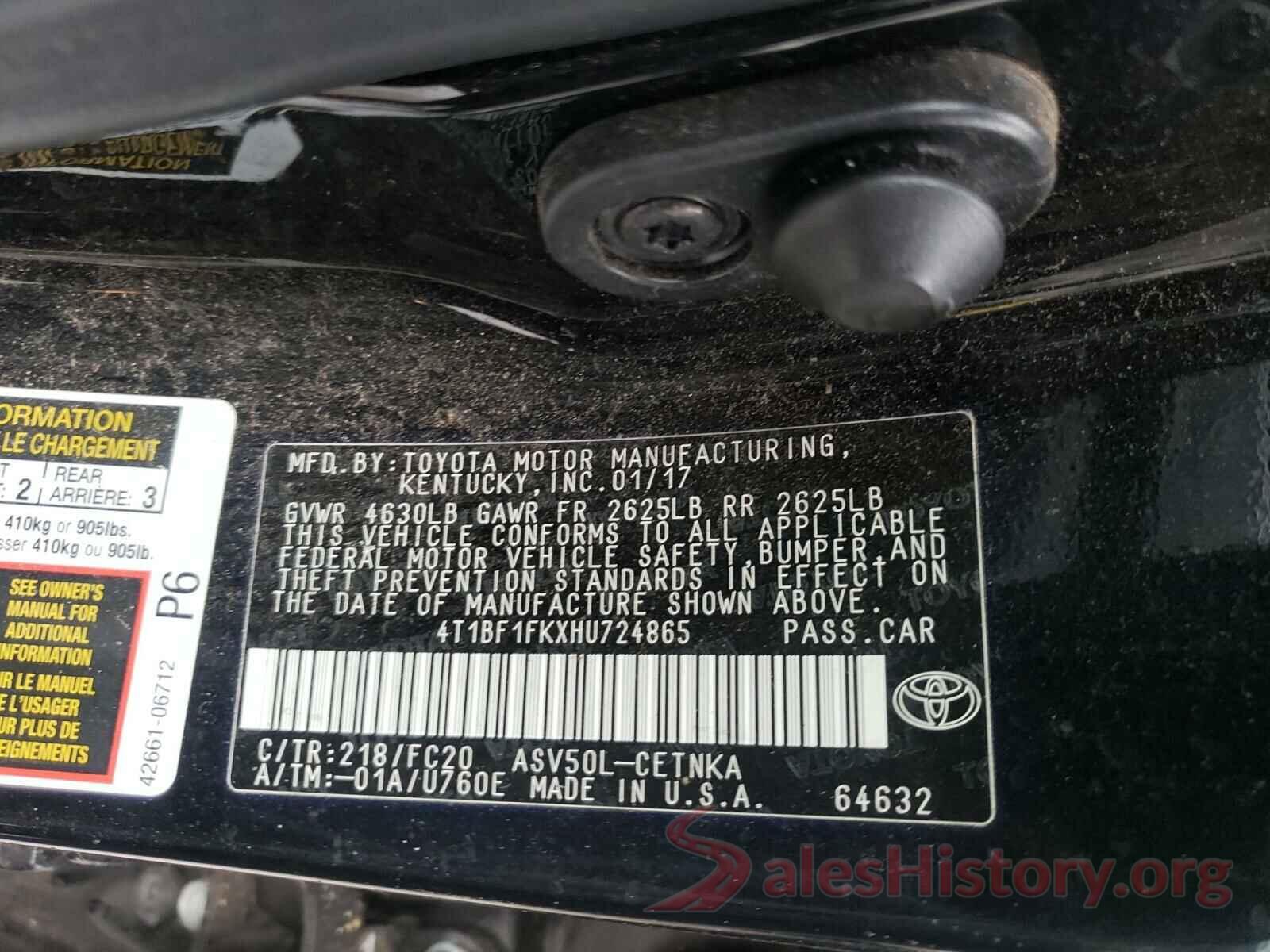 4T1BF1FKXHU724865 2017 TOYOTA CAMRY