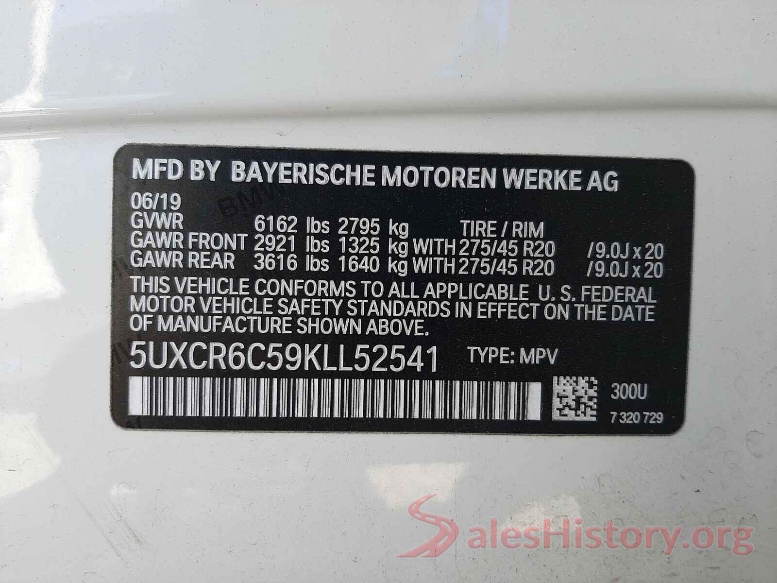 5UXCR6C59KLL52541 2019 BMW X5