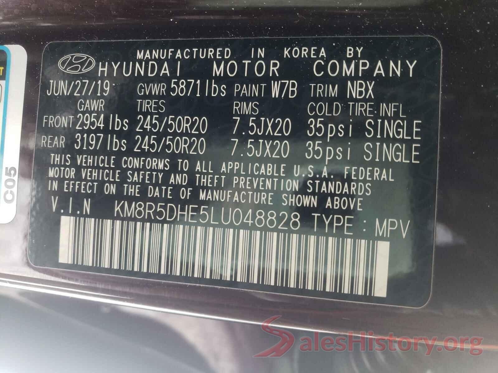 KM8R5DHE5LU048828 2020 HYUNDAI PALISADE