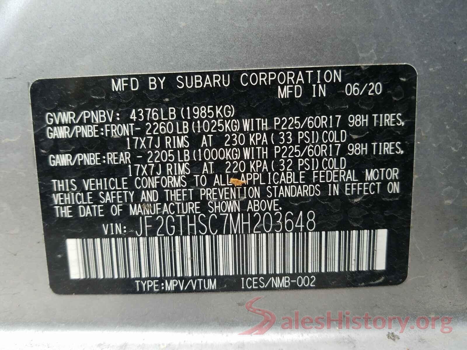 JF2GTHSC7MH203648 2021 SUBARU CROSSTREK