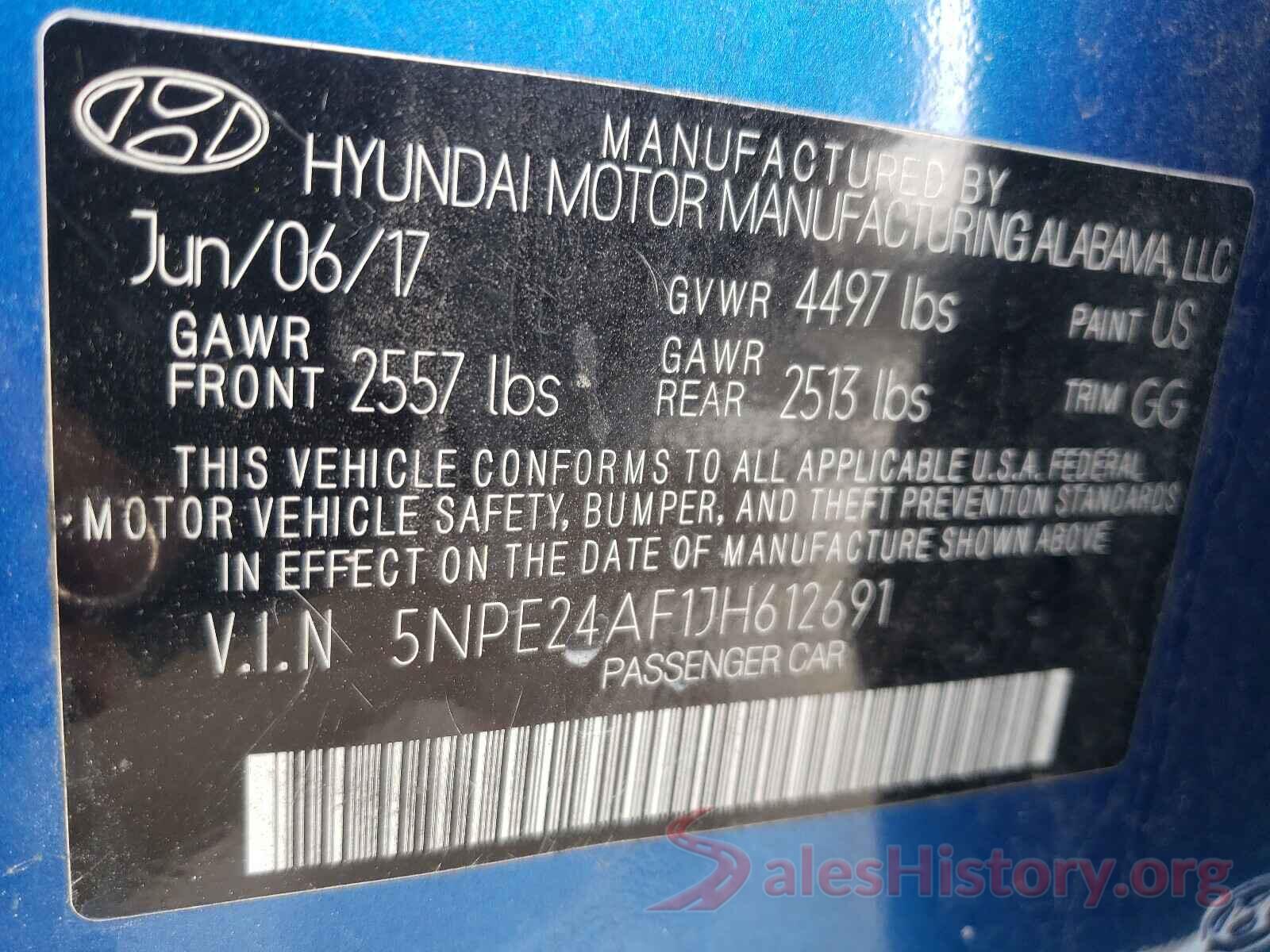 5NPE24AF1JH612691 2018 HYUNDAI SONATA