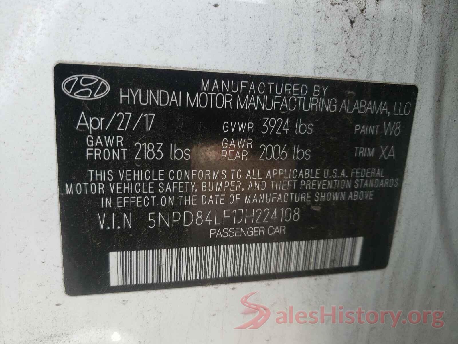 5NPD84LF1JH224108 2018 HYUNDAI ELANTRA