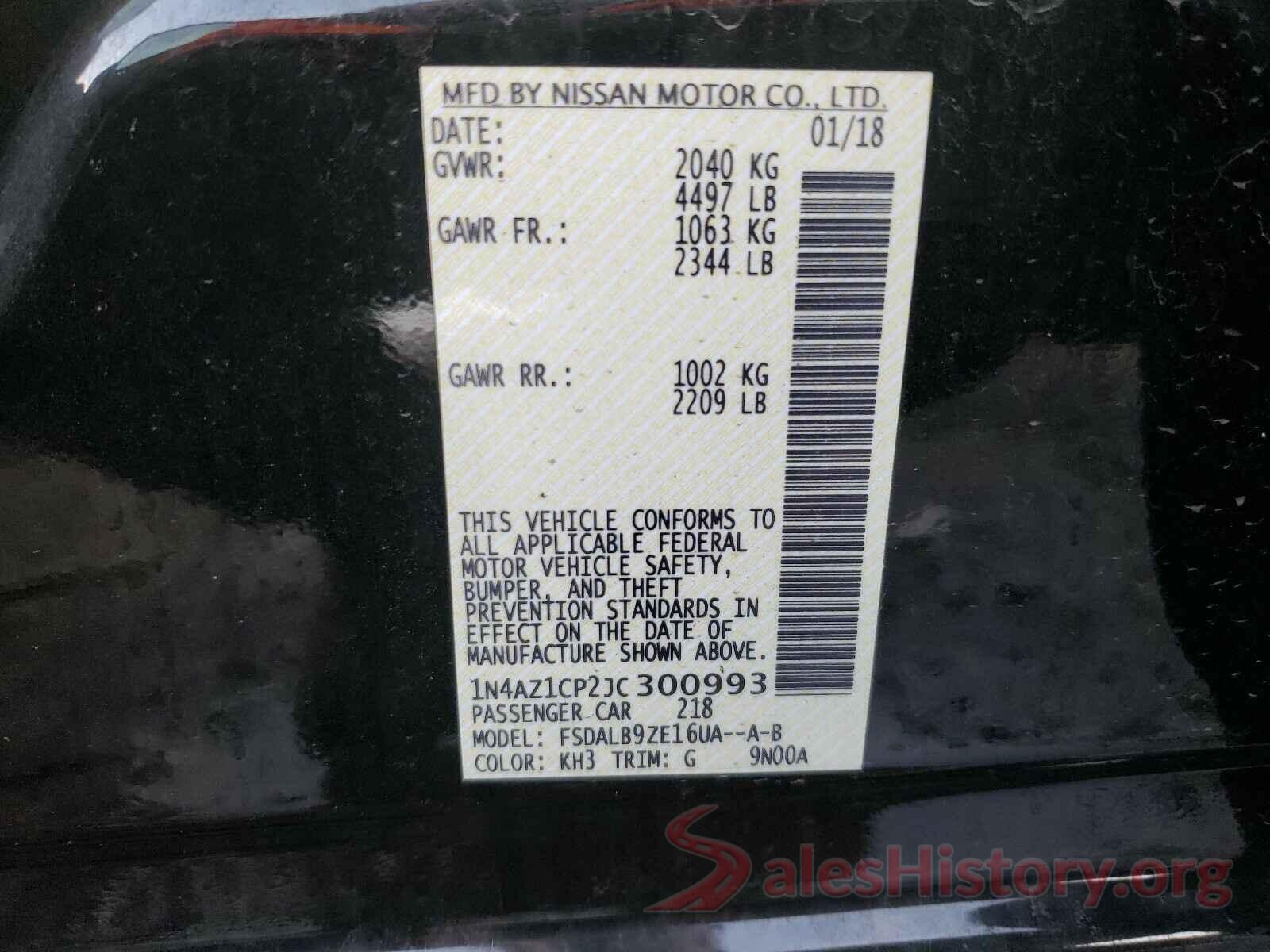 1N4AZ1CP2JC300993 2018 NISSAN LEAF