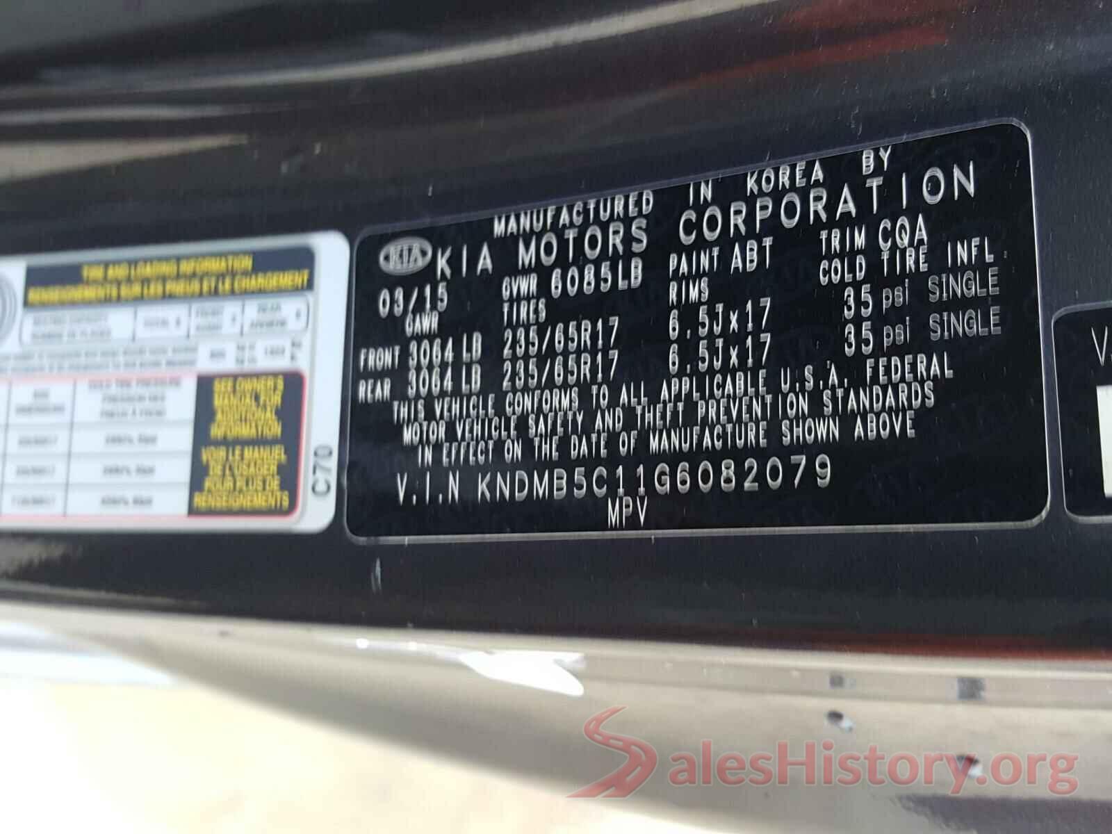 KNDMB5C11G6082079 2016 KIA SEDONA